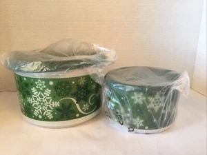 Tupperware KANISTER 2er Set Schneeflocken grün Feiertage Weihnachten Plätzchen Neu - Bild 1 von 6
