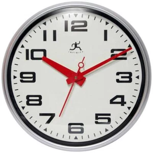 Round Wall Clock 15 in. Dia Gray Frame Glass Cover Business Quartz Movement - Picture 1 of 5