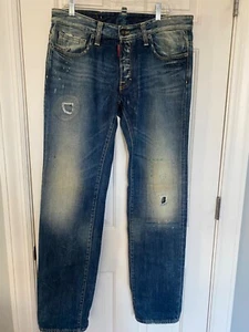 Dsquared2 Paint Splashed Distressed Denim Jeans Men`s IT 50 US 36 Holes Patches - Picture 1 of 19