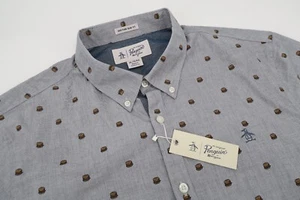 Original Penguin Mens XL Short Sleeve Button Down Shirt Burgers Pattern New - Picture 1 of 8
