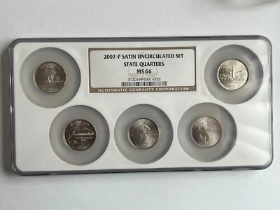2007-P Satin Uncirculated State Quarters Set NGC MS66 - Image 1 of 2