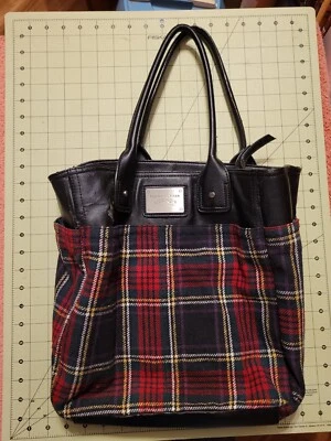 Bolso de hombro Tommy Hilfiger rojo de tela a cuadros y cuero sintético 9 bolsillos Foto 1 de 4