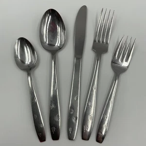 Vintage Starlite MCM Atomic Starburst Stainless Flatware 5 Piece Place Setting - Picture 1 of 5