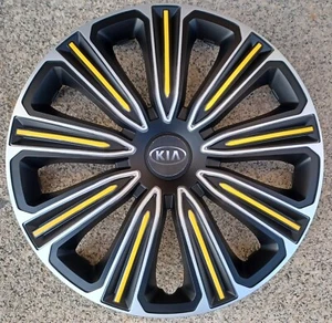 4 Alu-Design Radkappen 14 Zoll ROSSO gelb/schwarz/silber für Kia - Bild 1 von 1