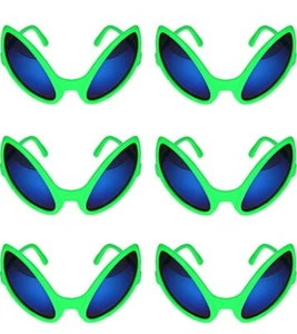 Grüne Alien Brille 5 1/2 Zoll Sonnenbrille - 6er Pack  - Bild 1 von 5