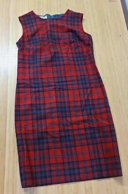 Vestido tipo jersey Pendleton vintage años 70 80 sin mangas tartán a cuadros rojo para mujer 10 Foto 1 de 4