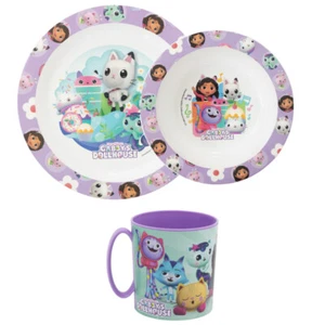 Gabbys Dollhouse Mädchen Kinder Geschirr-Set 3 tlg Becher Teller Schüssel - Bild 1 von 7