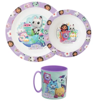 Gabbys Dollhouse Mädchen Kinder Geschirr-Set 3 tlg Becher Teller Schüssel - Bild 1 von 4
