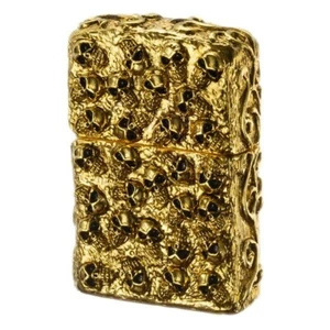 Zippo Lighter Skull Jacket Full Metal Antique 5 Sided Gold Inside Unit Box Japan - Picture 1 of 1