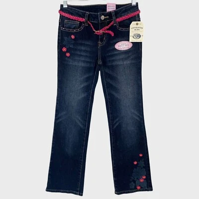 Pantalones de mezclilla Y2K Canyon River azul corte bota para niña 12 estrás bordados nuevos Foto 1 de 4