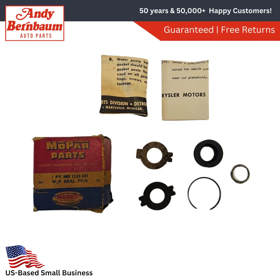 1933-1962 Plymouth Dodge Chrysler DeSoto Water Pump Seal Package 1243631 NOS - Image 1 of 4
