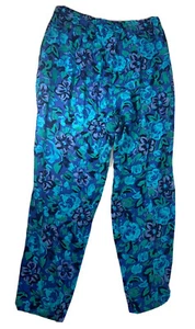 Nordstrom Damen Palazzo Hose Messing Pflaume Blau Blumenmuster Größe M  - Bild 1 von 5