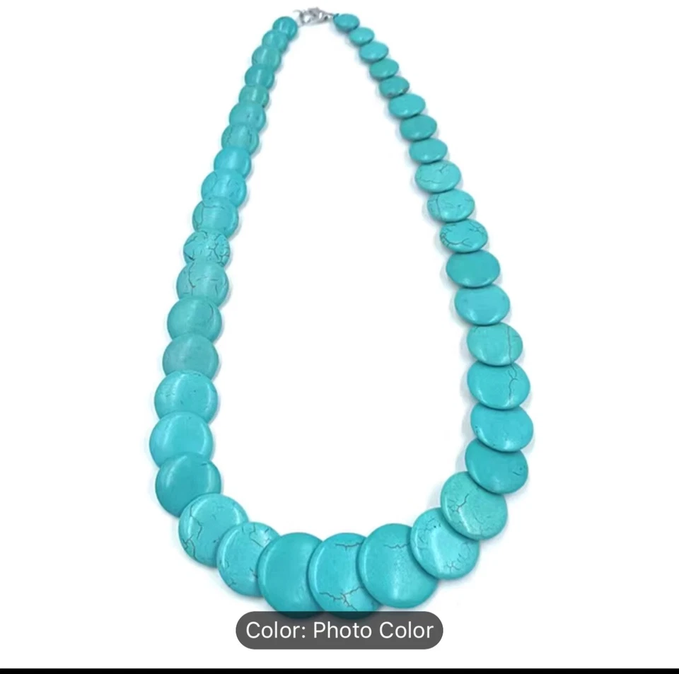 Collar Turquesa Imitación 2022 Nueva Llegada Redondo Cuello Corto Cadena Foto 1 de 1