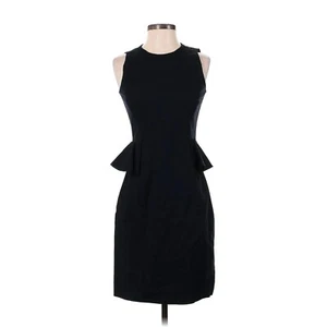 Kate Spade Size 0 Black Pencil Dress Sleeveless Peplum Knee Length Gold Zipper - Picture 1 of 14