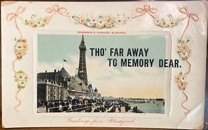 UK Postcard Greetings From BLACKPOOL Lancashire England Prom Terraces Embossed - Picture 1 of 2