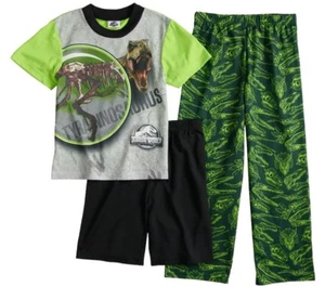 Jurassic World Pajamas Boys 10 NeW T-Rex Shirt Shorts Pants Pjs Glow in the Dark - Picture 1 of 5