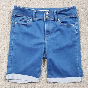 WAX JEAN Shorts Womens Juniors Medium Blue Denim High Rise Bermuda Push Up Butt - Picture 1 of 9