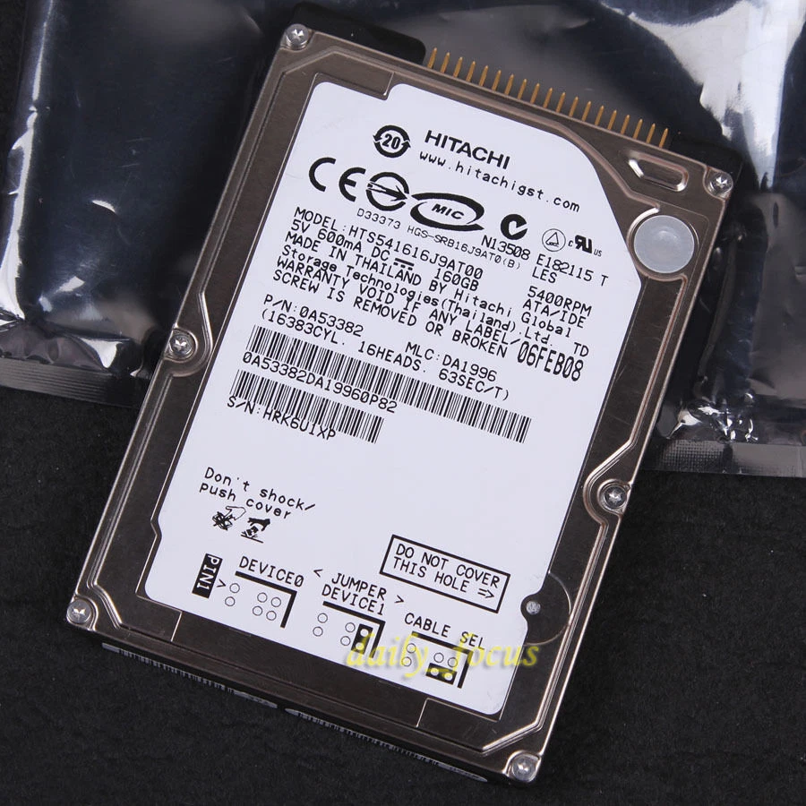 HTS541616J9AT00 - HITACHI 160 GB 2.5" 5400 RPM PATA IDE Hard Disk Drive HDD - Image 1 of 1