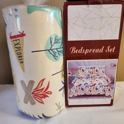 Full/Queen Comforter Set Animal Forest Explorer 3pcs Kids NEW Multicolored Quilt - Image 1 of 4