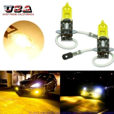 2X H3 55W Halogen Fog Light Bulbs Driving Lamp DRL Lamps 3000K Amber Headlight - Image 1 of 4