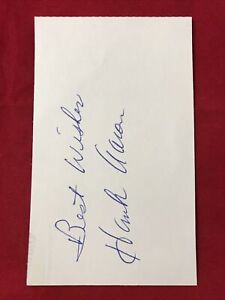 Hank Aaron Autographed 3x5 Index Card HOF Atlanta Braves Signed In Blue Ink