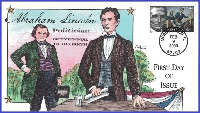USA1 #4382 U/A COLLINS HAND PAINTED FDC   Abraham Lincoln - Politician - Image 1 of 1