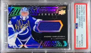 Andrei Vasilevskiy auto card Game Used Upper Deck Obsidian Lightning PSA Encap - Picture 1 of 3