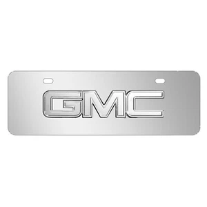 GMC 3D Chrome Metal Logo Mirror Chrome Half-Size Stainless Steel License Plate - Picture 1 of 5
