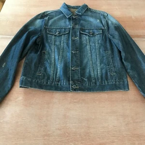 Ecko Unltd Denim Jacket Women L Blue Button Up Pockets Long Sleeve Collar Biker - Picture 1 of 15