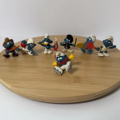 Lote De 7 Figuras PVC Pitufos Vintage Años 70 Años 80 Juguetes Pitufo Bully Policía Patinador Foto 1 de 4