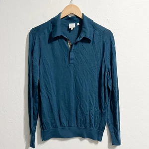 Paul Smith Pullover Herren Medium Knopfkragen blau Merinowolle leichter Strick - Bild 1 von 5