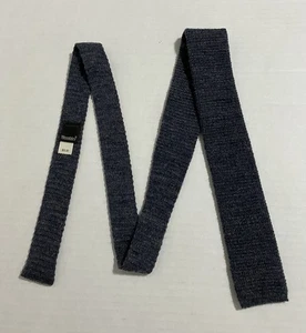 Vintage Mens Wembley Skinny Neck Tie Square End Wool Mohair Blue Heather HTF - Picture 1 of 7
