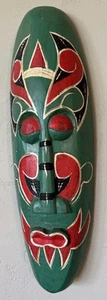 Vintage Tiki Wooden Hawaiian Hand Carved Wall Hanging Art Mask 20” Hawaii - Picture 1 of 10