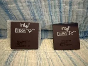 2 - Intel 486 DX 33MHZ A80486DX-33 SX419 SX729 i486 CPU Processor Gold VTG DX33 - Picture 1 of 3