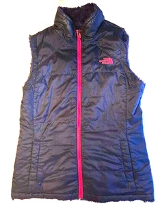 The North Face Weste Damen Medium Full Zip Navy Fleece Puffer Wende Kunstfell - Bild 1 von 5
