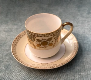Chikaramachi handbemalte Teetasse & Untertasse, Japan, Gold Floral Bone China Espresso - Bild 1 von 11