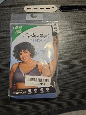 Playtex 18 Hour Sensationally Sleek Full-Coverage Wireless Bra 4803 Sz 42B Nude - Image 1 of 4
