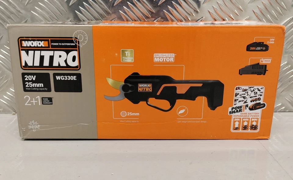 WORX Powershare Cordless Pruning Shears Scissor 25mm 2.0Ah Battery WG330E NEW - Image 1 of 2