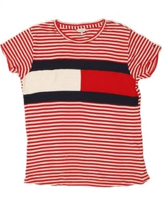 TOMMY HILFIGER Girls Graphic T-Shirt Top 15-16 Years Red Striped Lyocell LQ05 - Picture 1 of 5