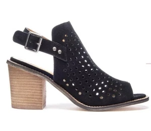 Chinese Laundry 10 Black Carnival Open Toe Ankle Booties Perforated Suede - Picture 1 of 7