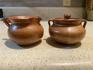 Speckled Brown Glaze Vintage Sugar and Creamer Set Unmarked - Picture 1 of 12