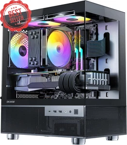 Aqua 3 Micro ATX PC Case w/ 3x120mm ARGB Fans Tempered Glass Panels USB-C Black - Picture 1 of 12