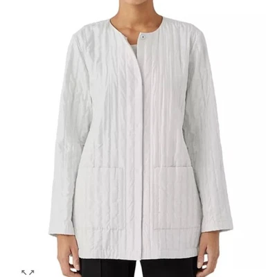Blazer Chaqueta Cuello Redondo Acolchado Habutai Seda Eileen Fisher Usado en Excelente Condición 1X Foto 1 de 4