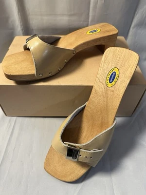 Dr. Scholl’s The Original Clog Sandal Slide SPECIAL Beige Smooth Leather Sz 9M - Image 1 of 4