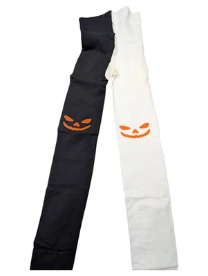 Medias Snag sin pies talla C EE. UU. 12-14 blanco y negro Halloween cara de calabaza Foto 1 de 4