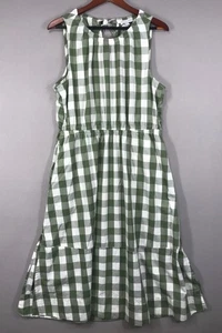 Abito donna montaggio libero grande verde quadri midi senza maniche tasche spacco laterale - Foto 1 di 15