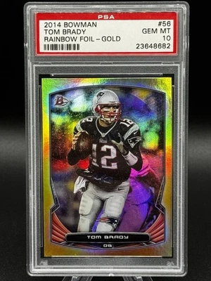 2014 Bowman Tom Brady Gold Rainbow Foil 53/75 PSA 10 POP 2 - Image 1 of 2