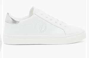 Valentino By Mario Valentino Womens Petra Sneaker Size 6.5 White Silver VG - Picture 1 of 12