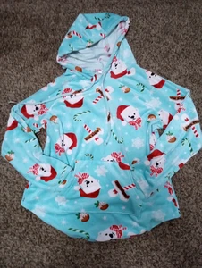 No Boundaries Soft Blue Polar Bear Candy Cane Hooded Pullover Jr Sweater - Picture 1 of 9