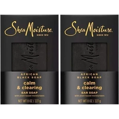 (2) Африканское черное мыло на растительной основе SheaMoisture успокаивающее и очищающее барное мыло 8 унций/227 г - Изображение 1 из 4